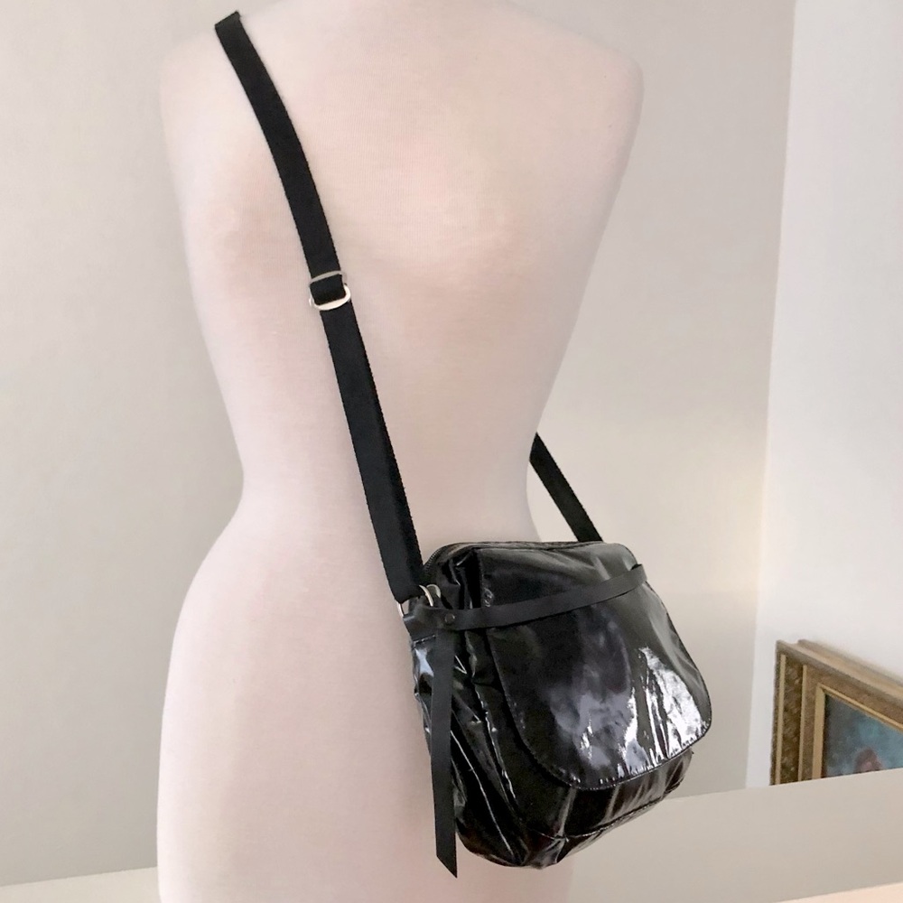 Jack Gomme Black Small Crossbody with leather accents